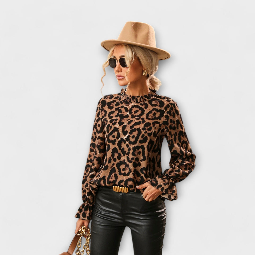 Kayla – leopardí halenka s plisovaným límce