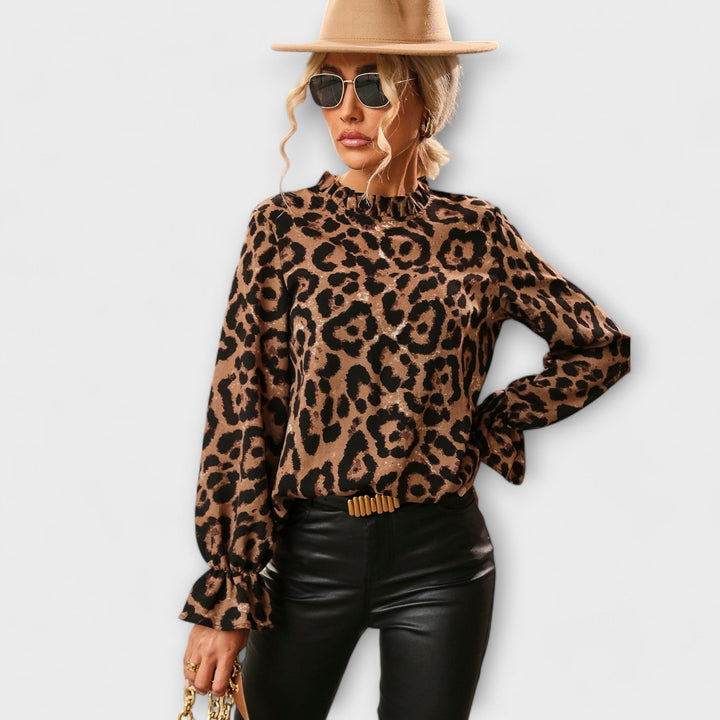 Kayla – leopardí halenka s plisovaným límce