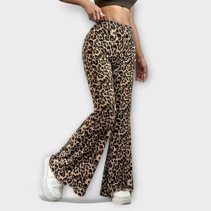 Leopardí bootcut kalhoty