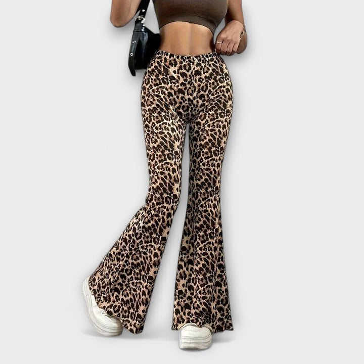 Leopardí bootcut kalhoty
