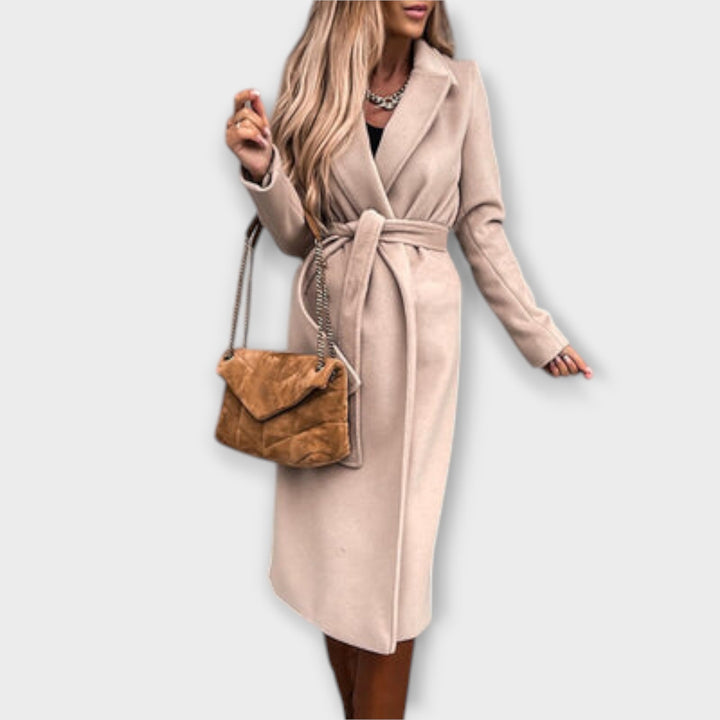 Eliza – elegantní dlouhý kabát s vázacím páskem